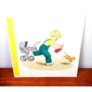 VTG 1960’s Dick Jane and Sally Oversized Teachers Big Book Poster Card 6 11/12